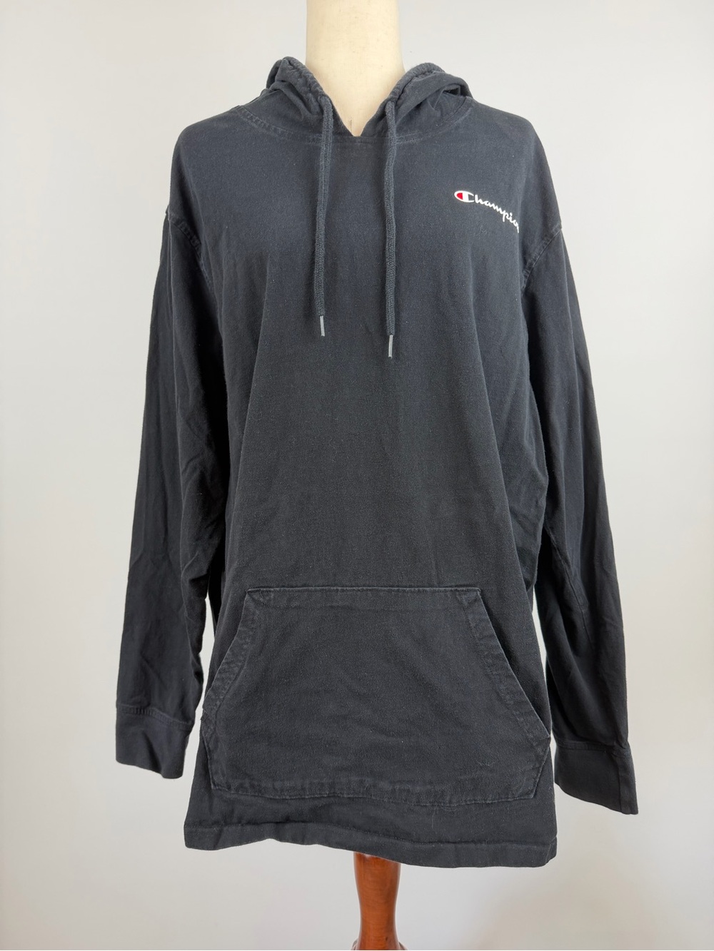 Champion Men's Black Hooded Long-Sleeve Shirt Size XXL